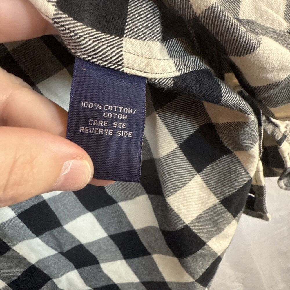 Ralph Lauren Sport Black White Check 100% Cotton Button Up Shirt Womens Size 12 - Picture 8 of 13